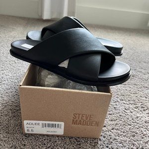 Black Steve Madden Adele Slip On Sandals
